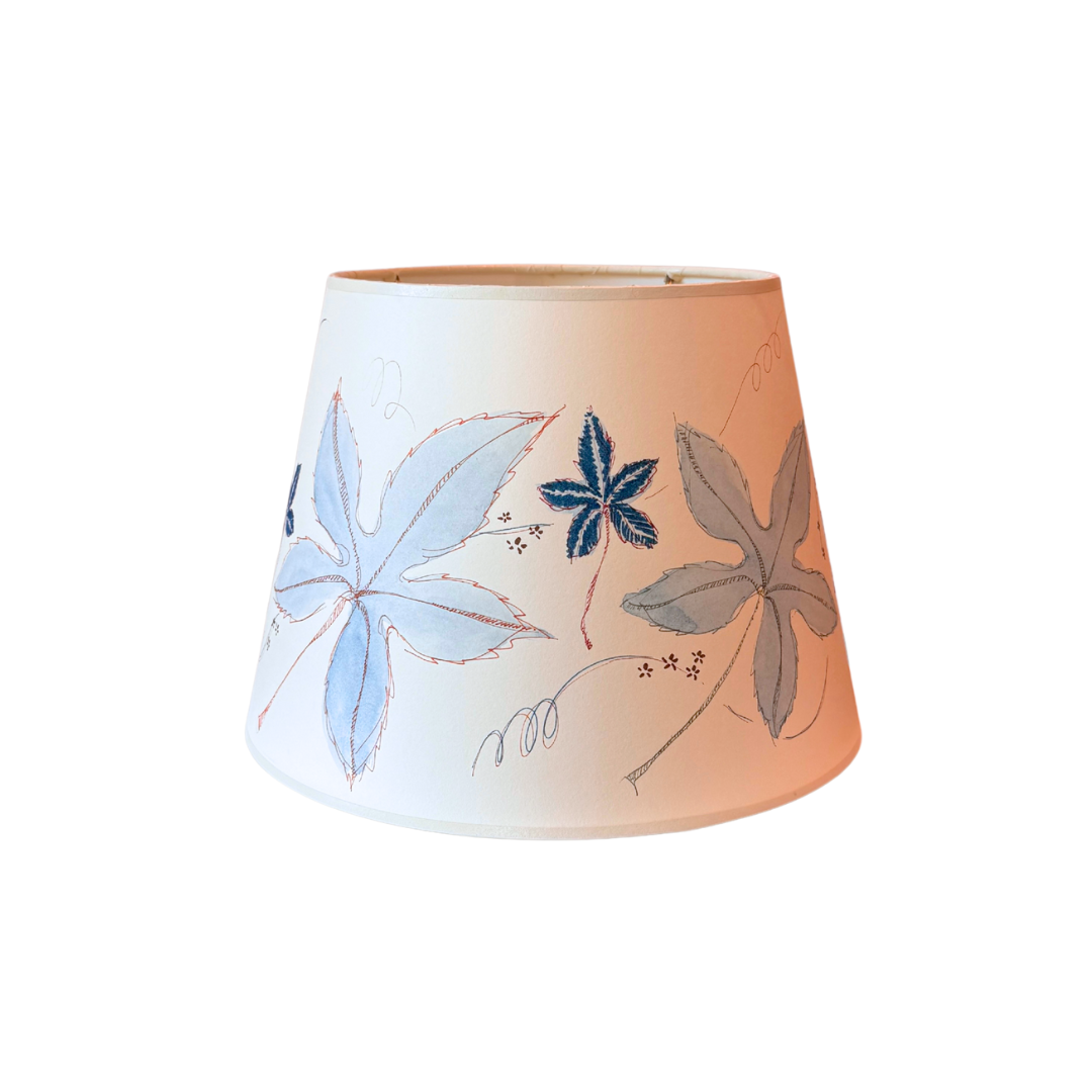 10" Blue Leaves Lampshade by Lia Burke Libaire