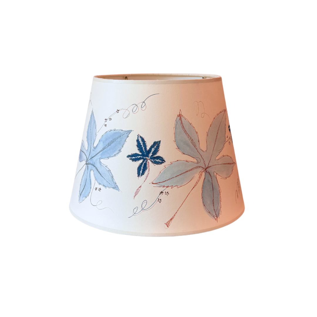 10" Blue Leaves Lampshade by Lia Burke Libaire