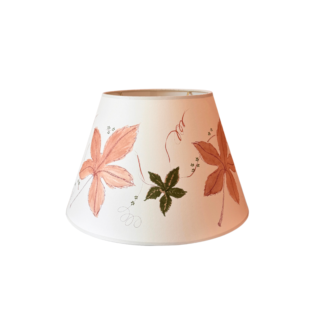 12" Brown & Green Leaves Lampshade by Lia Burke Libaire
