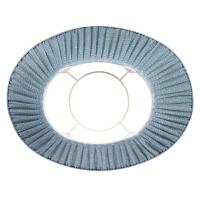 Oval Fermoie Lampshade - Figured Linen in Blue | Newport Lamp And Shade | Located in Newport, RI