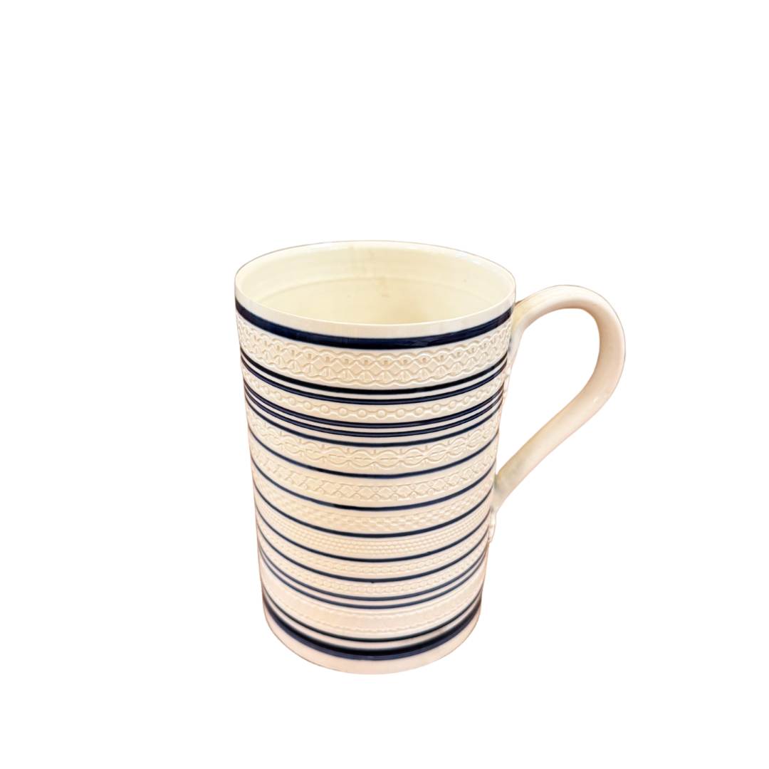 Vintage Blue & White Mochaware Tankard