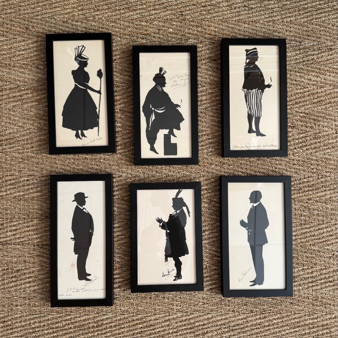 Set of Seven Silhouettes of Entertainer Personages by Beatrix Sherman - Newport Lamp & Shade Company