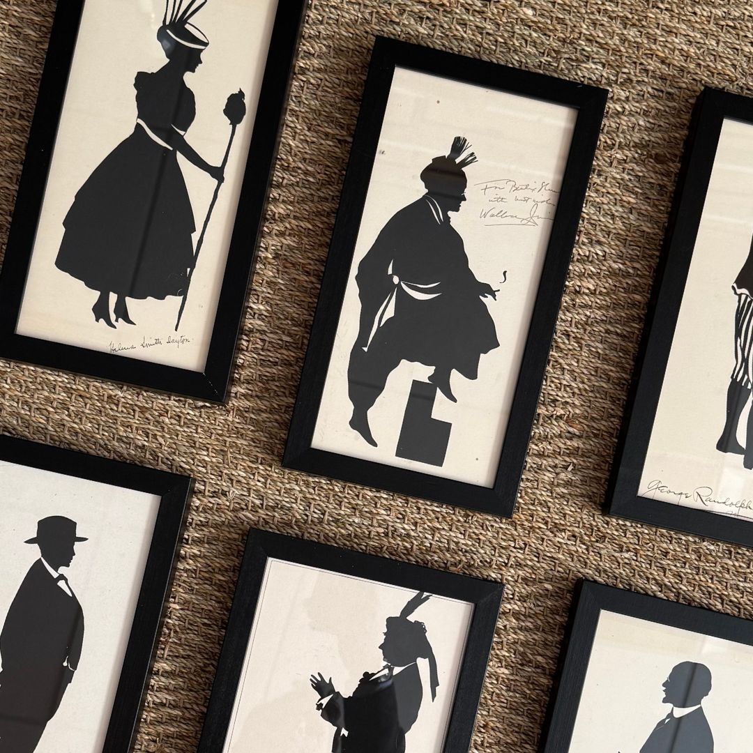 Set of Seven Silhouettes of Entertainer Personages by Beatrix Sherman - Newport Lamp & Shade Company