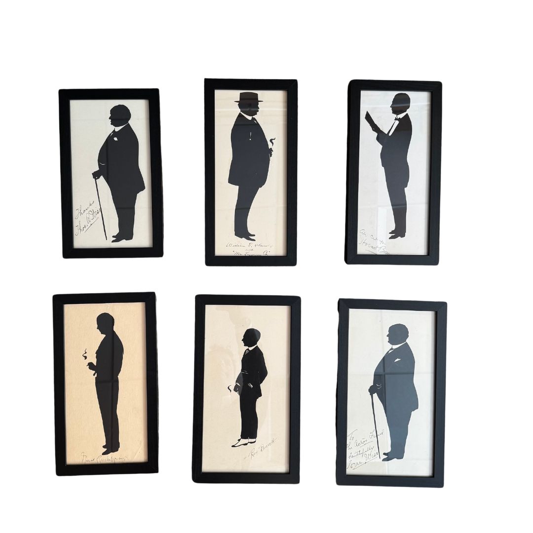Set of Six Silhouettes of Actors by Beatrix Sherman