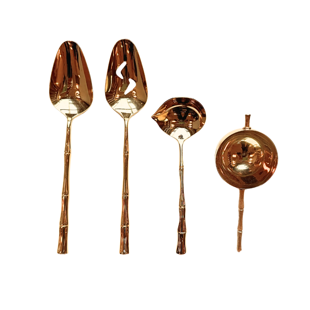 A Set of Vintage Gilt Bamboo Flatware from CD Peacock