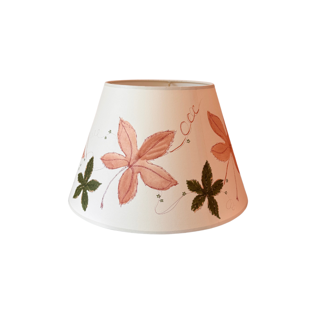 12" Brown & Green Leaves Lampshade by Lia Burke Libaire