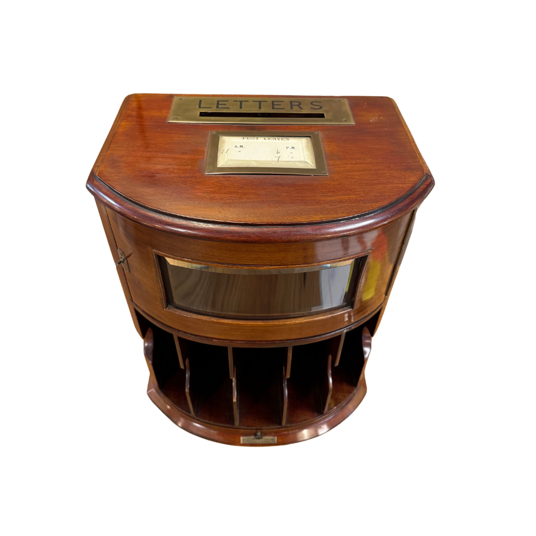 A 19th C. Country House Mailbox with Custom Brass Wall Bracket