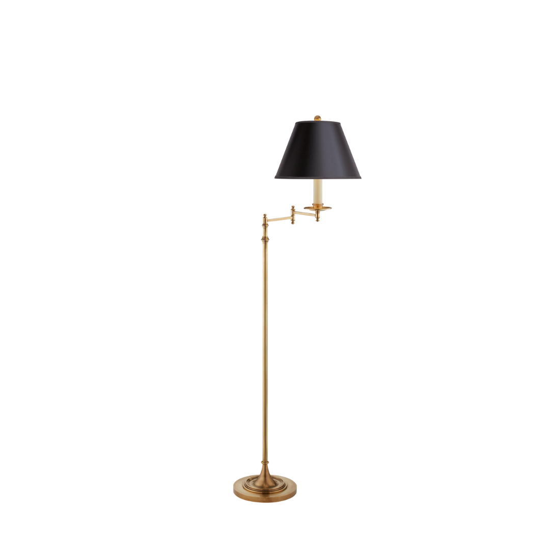 Dorchester Floor Lamp in Antique-Burnished Brass Finish - Newport Lamp & Shade Company