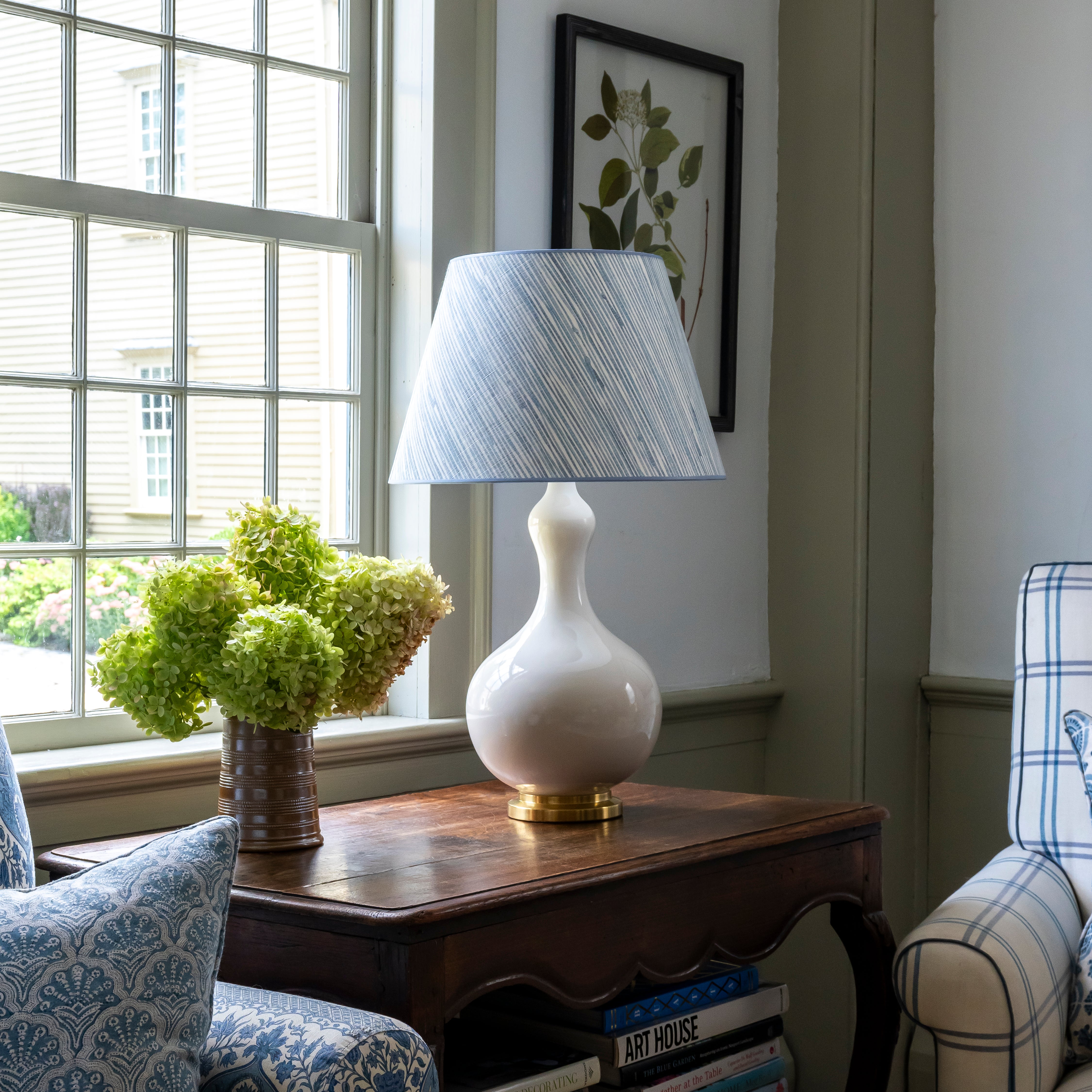New Grasscloth Lampshade in Blue - Newport Lamp & Shade Company