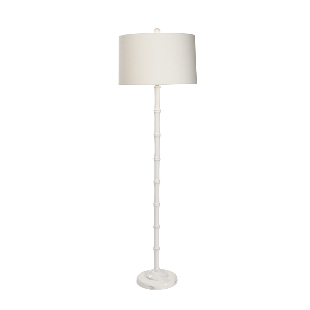 White Painted Bamboo Floor Lamp - Newport Lamp & Shade Company