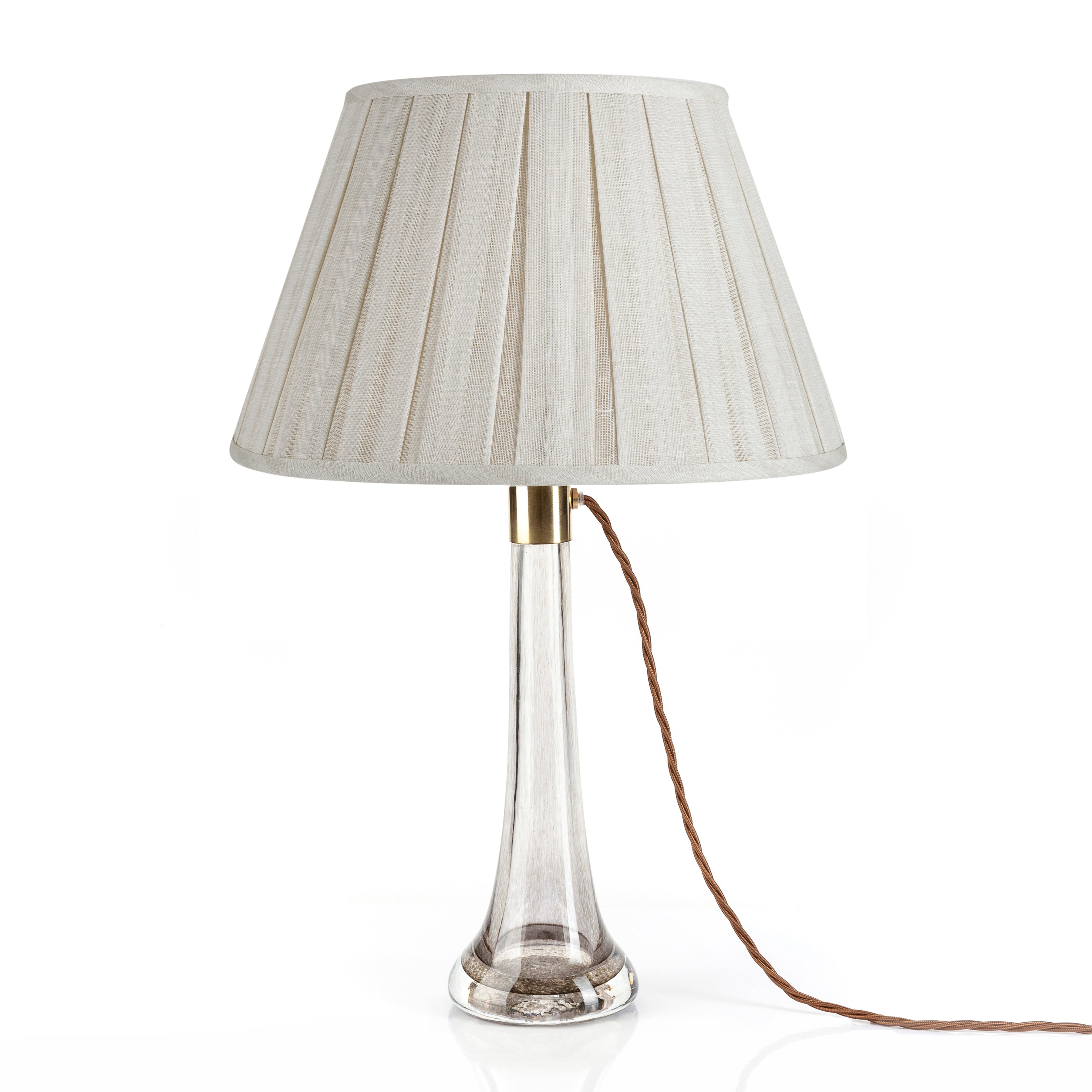 Fermoie Lampshade - Moire Linen in Cream - Box Pleat - Newport Lamp & Shade Company