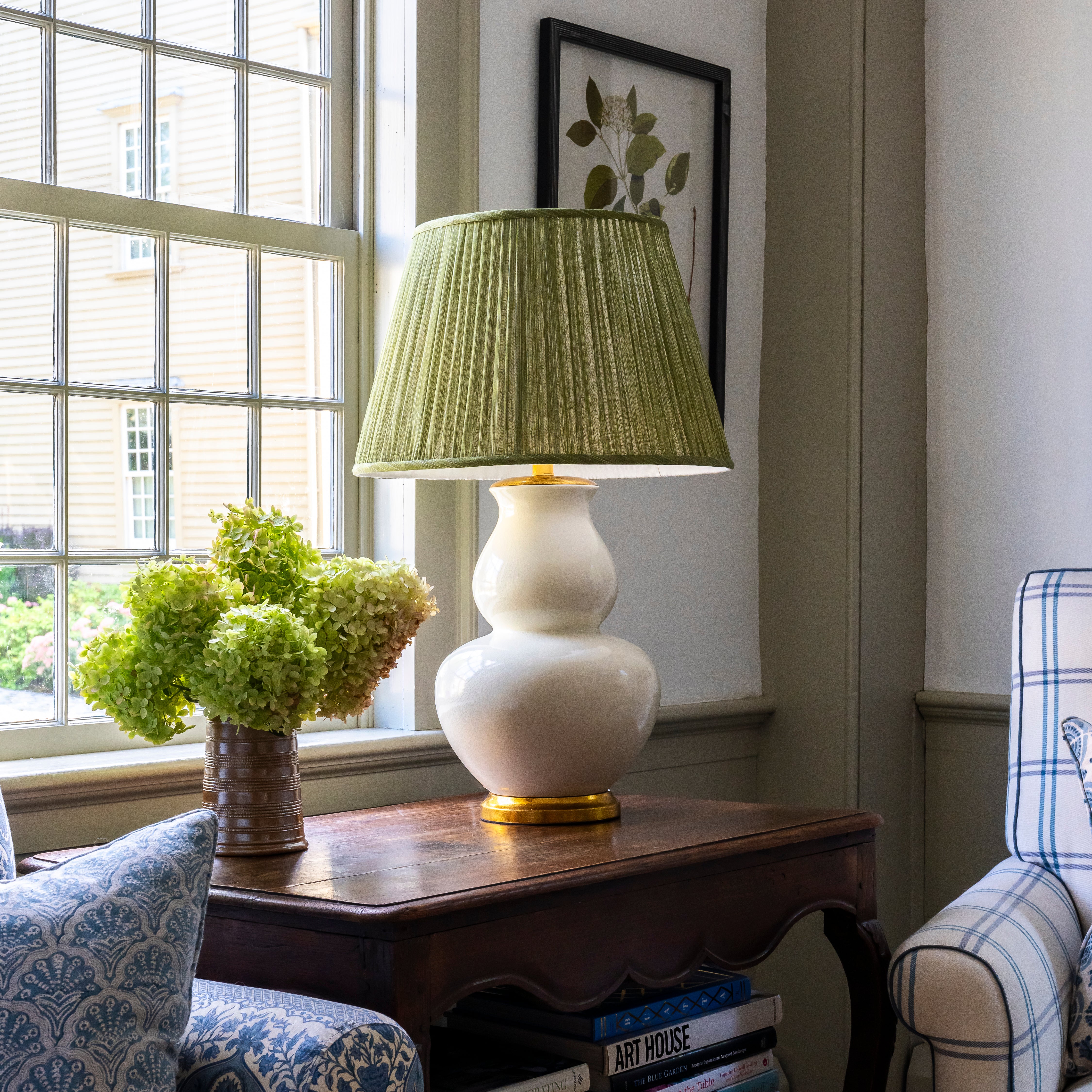 20" Fermoie Lampshade - Plain Linen in Kintyre Green - Newport Lamp & Shade Company