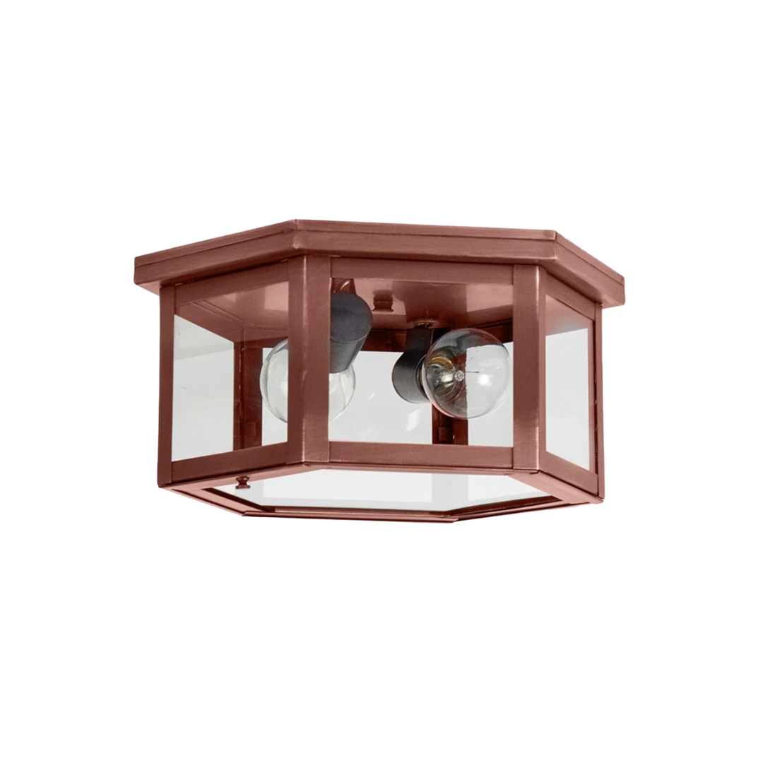 Flushmount 4604 in Antique Copper with Clear Glass by Northeast Lanter