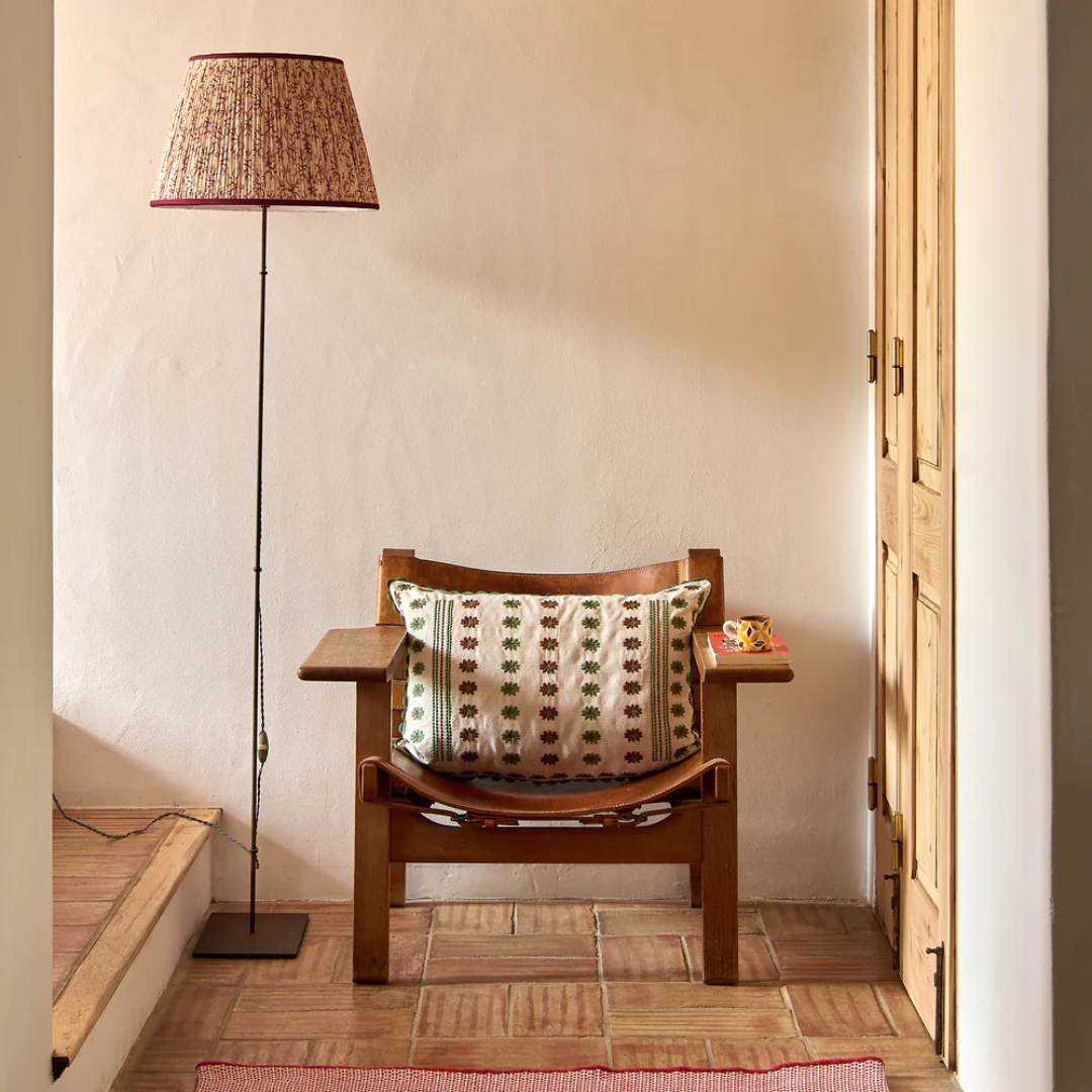 Raspberry/Red Juniper Pleated Lampshade with Burgundy Trim by Penny Morrison - Newport Lamp & Shade Company