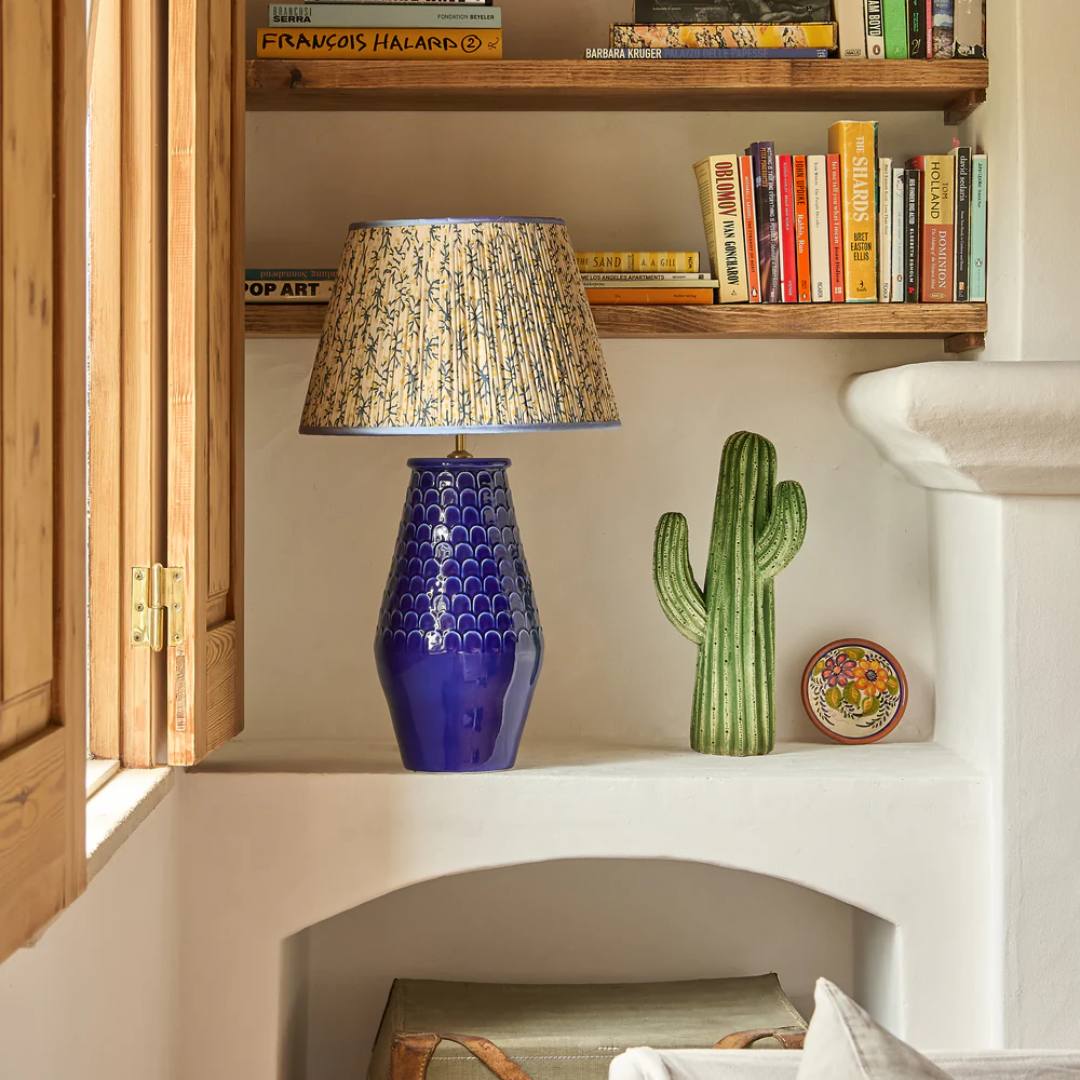 Comporta Ceramic Table Lamp Base in Indigo by Penny Morrison - Newport Lamp & Shade Company