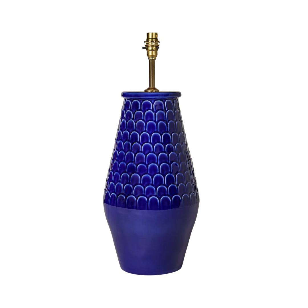 Comporta Ceramic Table Lamp Base in Indigo by Penny Morrison - Newport Lamp & Shade Company