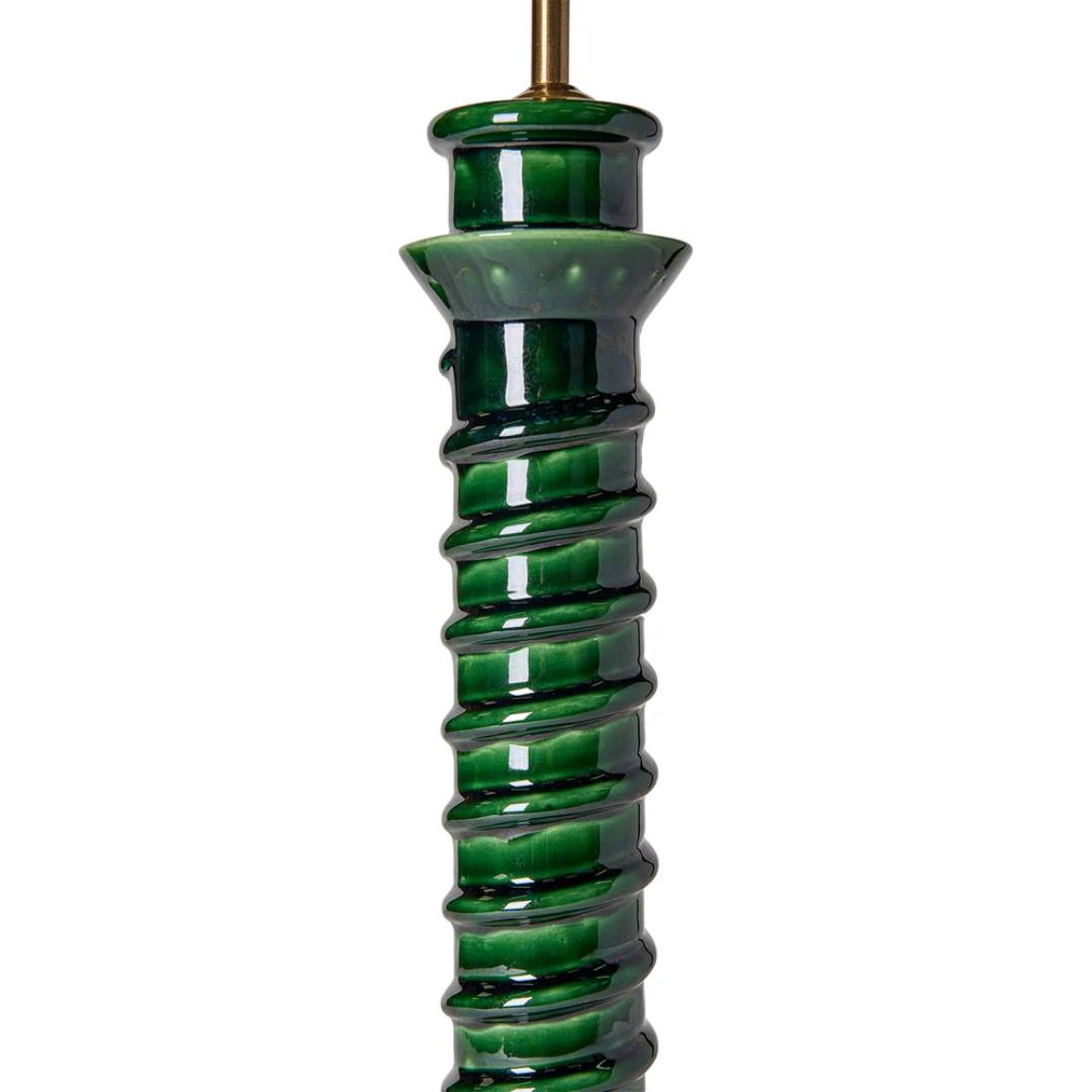 Torca Ceramic Table Lamp Base in Green by Penny Morrison - Newport Lamp & Shade Company