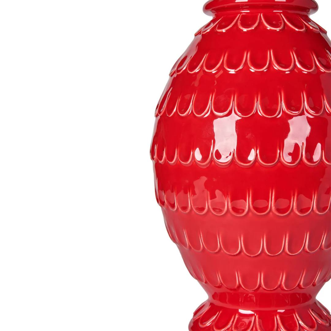 Tamera Ceramic Table Lamp Base in Red by Penny Morrison - Newport Lamp & Shade Company