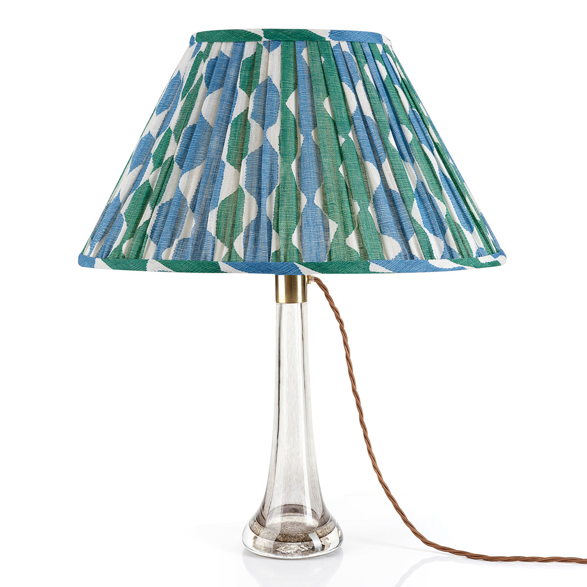 Oval Fermoie Lampshade - Green and Blue Whittle - Newport Lamp & Shade Company