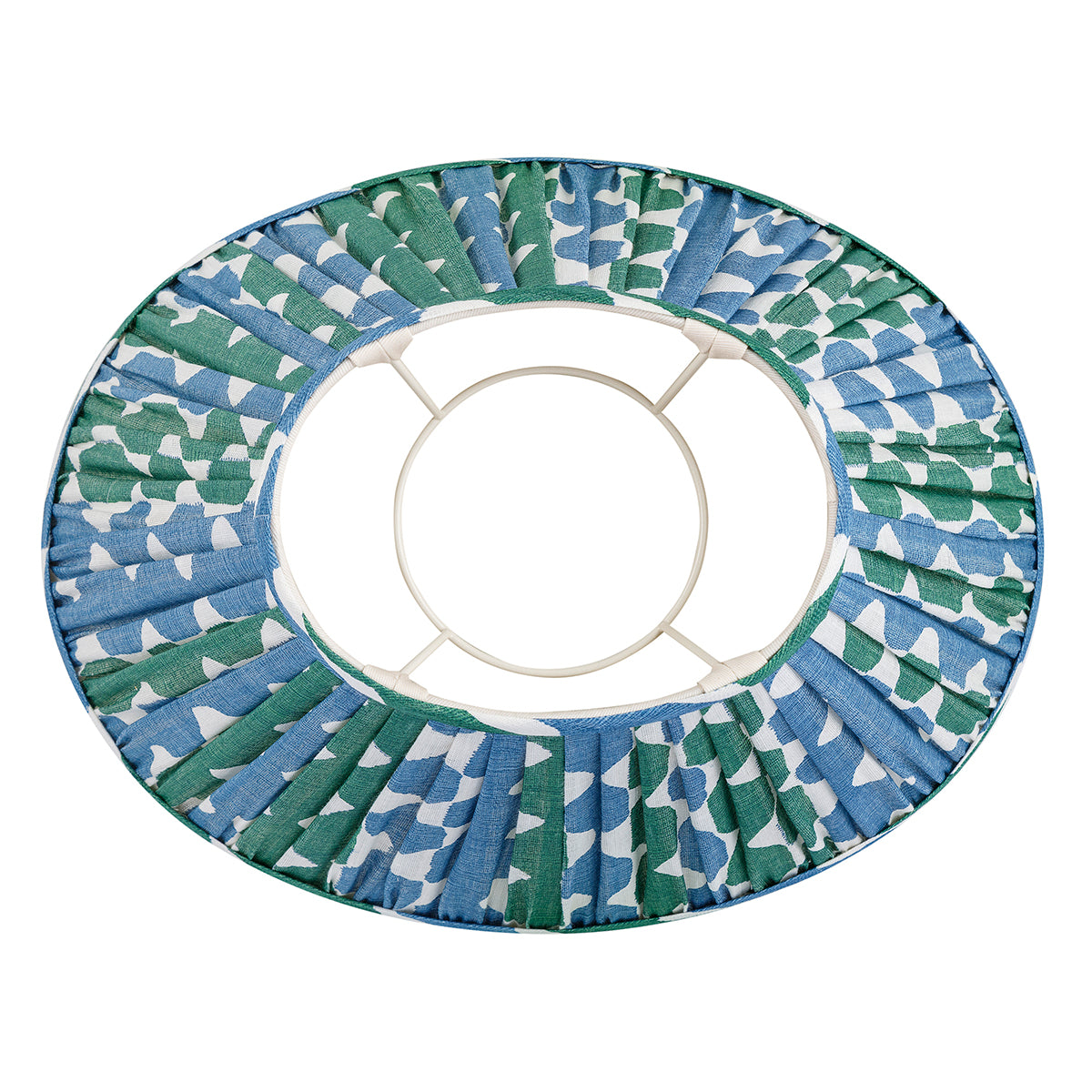 Oval Fermoie Lampshade - Green and Blue Whittle - Newport Lamp & Shade Company