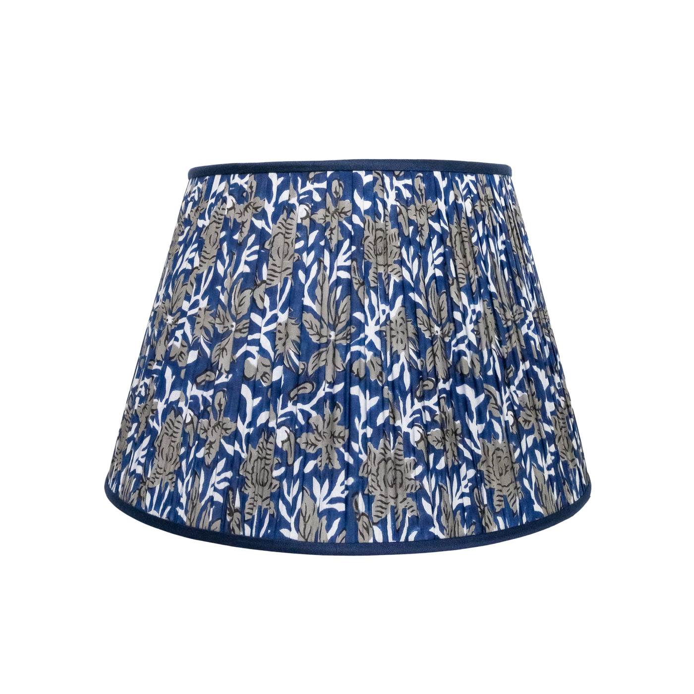 18" Blue & Grey Patterned & Pleated Lampshade LAST CALL | Newport Lamp And Shade | Located in Newport, RI