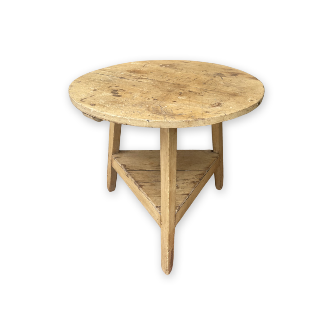 Vintage Scrubbed Pine Round Table #2 | Newport Lamp And Shade | Located in Newport, RI