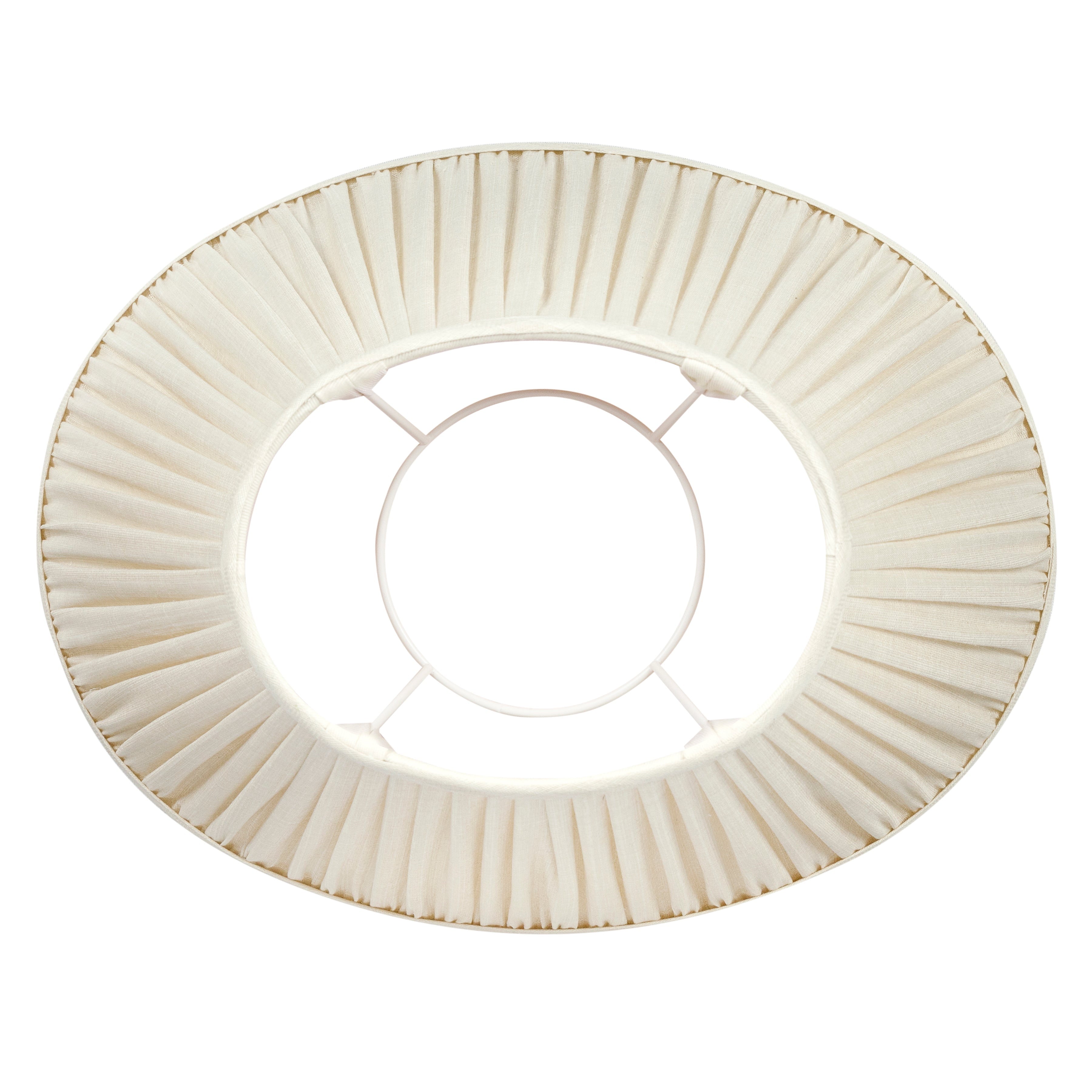 Oval Fermoie Lampshade - Plain Linen in Cream Moire | Newport Lamp And Shade | Located in Newport, RI