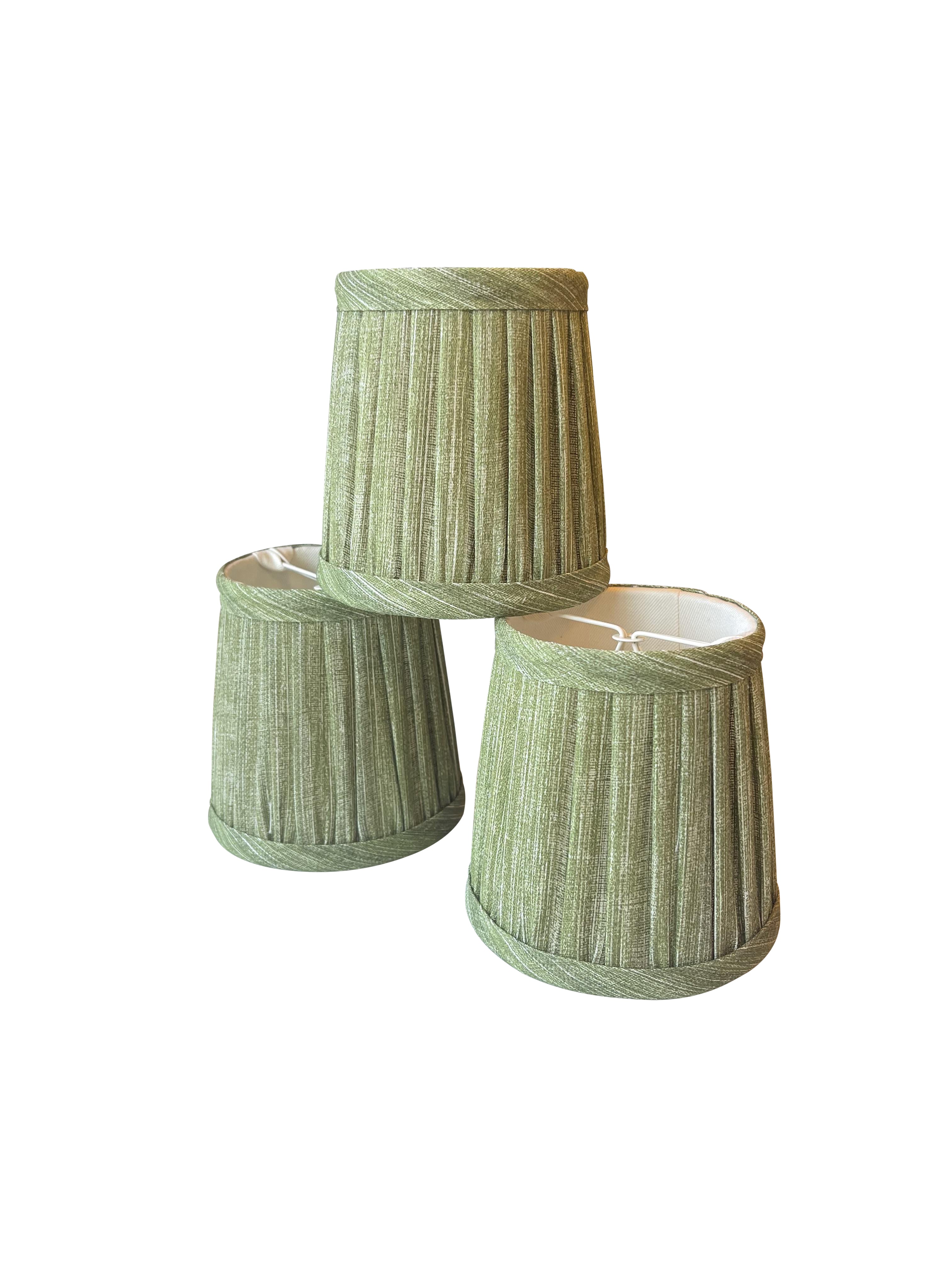 4.5" Fermoie Lampshade - Plain Linen in Kintyre Green | Newport Lamp And Shade | Located in Newport, RI