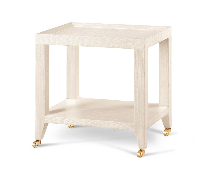 Lacquered Grasscloth Table on Casters | Newport Lamp And Shade | Located in Newport, RI