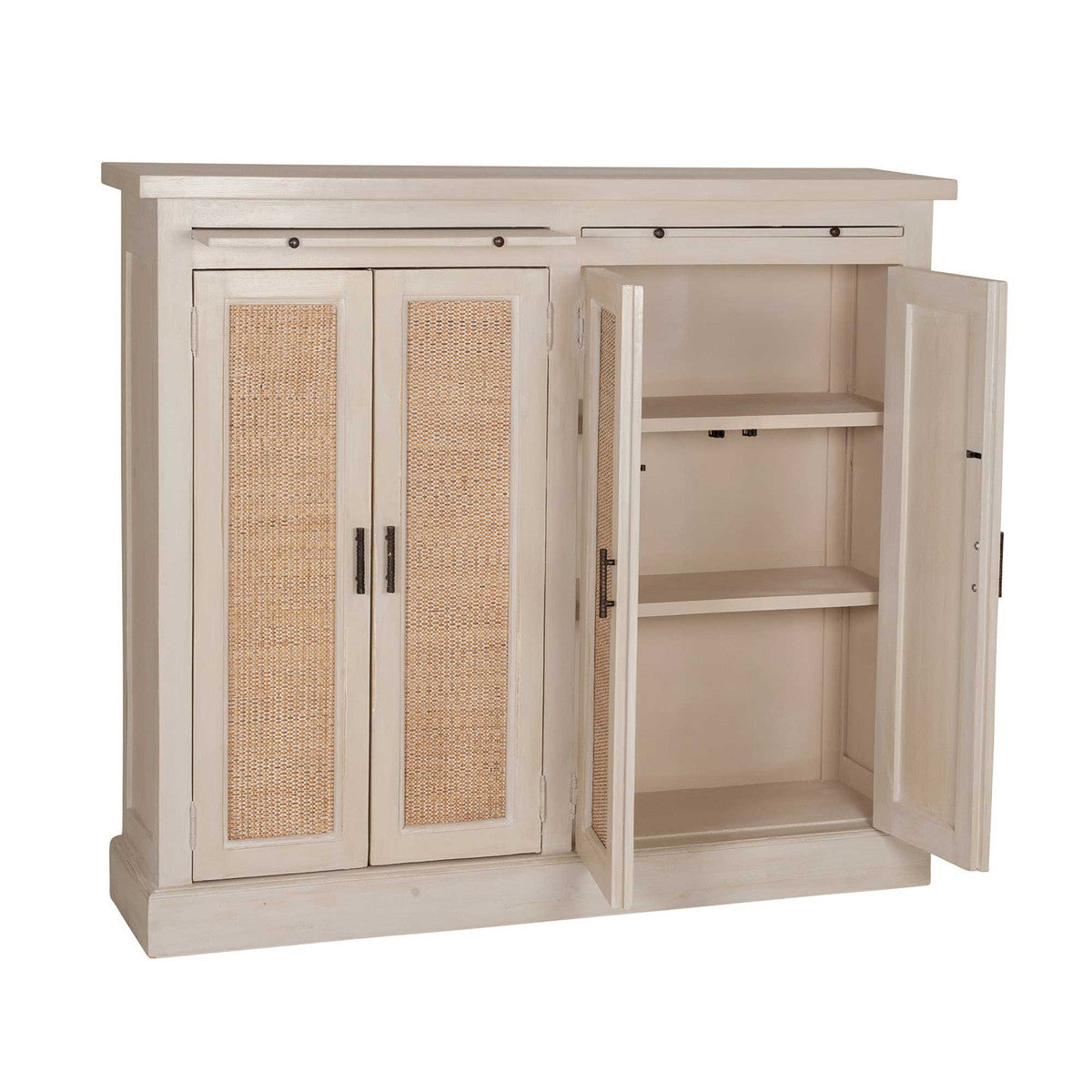 Smith Cabinet with Rattan Inset | Newport Lamp And Shade | Located in Newport, RI