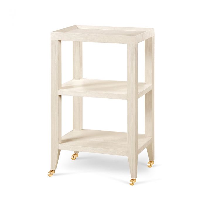 Lacquered Grasscloth Table on Casters | Newport Lamp And Shade | Located in Newport, RI