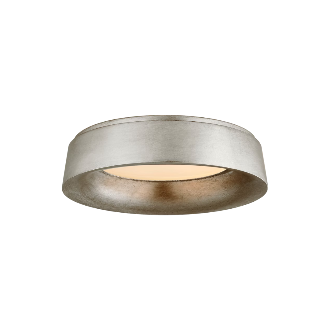 Silver ceiling light fixture on a white background