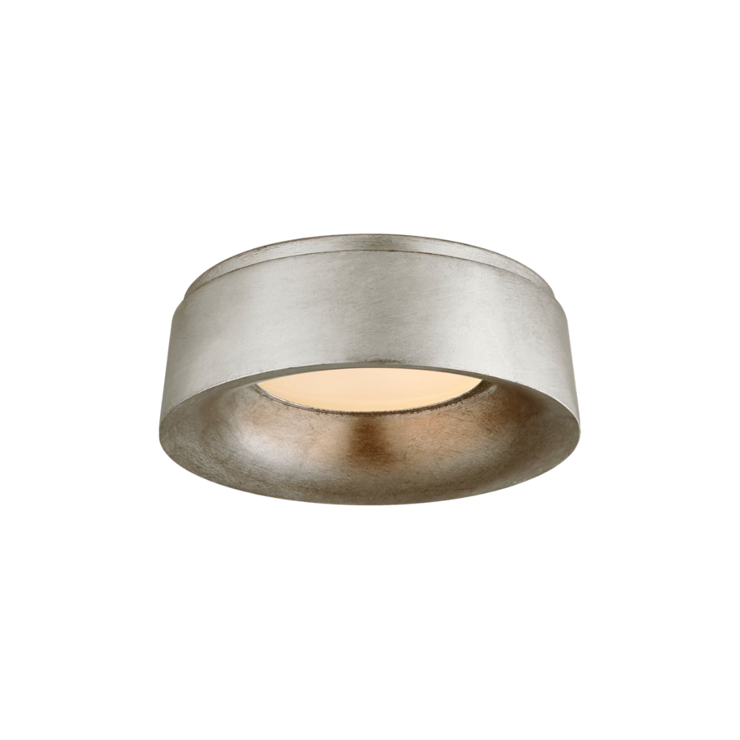 Silver ceiling light fixture on a white background