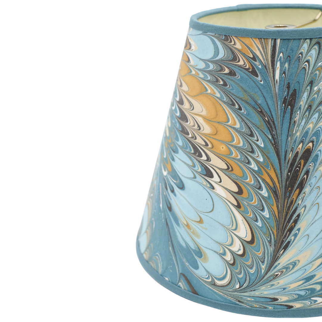 10 inch Marbled Paper Lampshade in Peacock