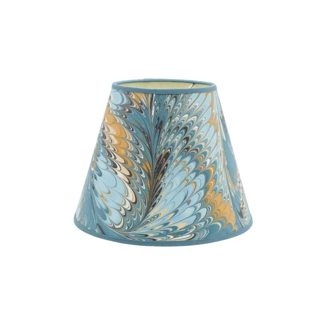 10 inch Marbled Paper Lampshade in Peacock