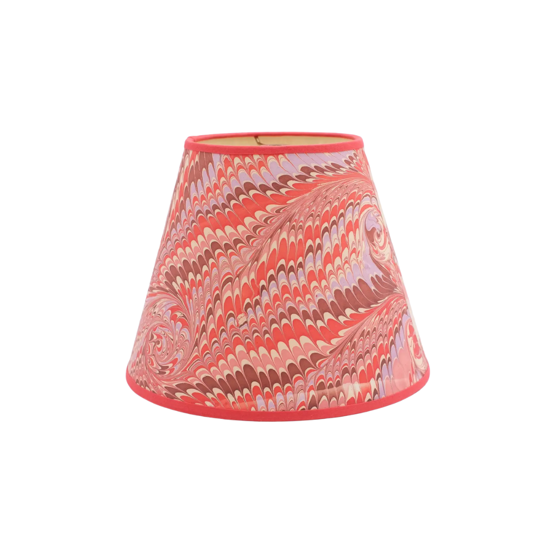 10 inch Marbled Paper Lampshade in Red