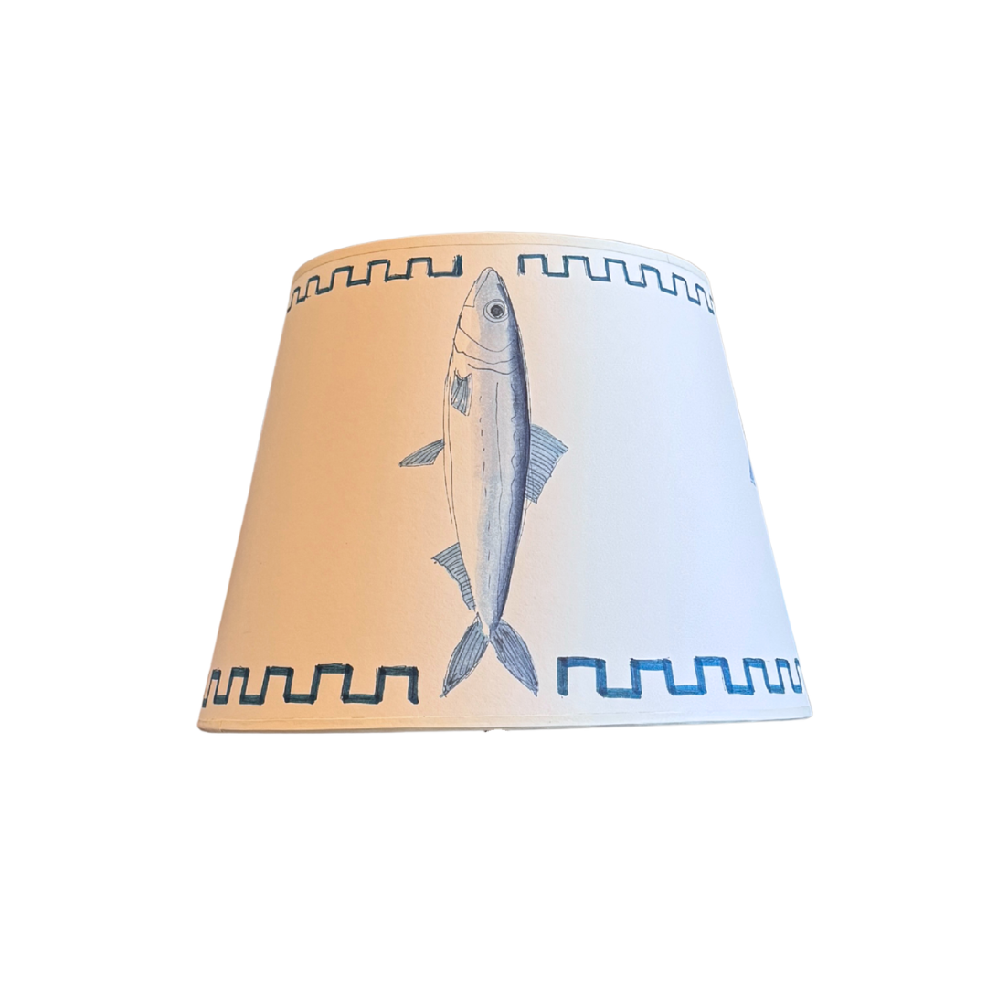 Lampshade with fish design on a white background