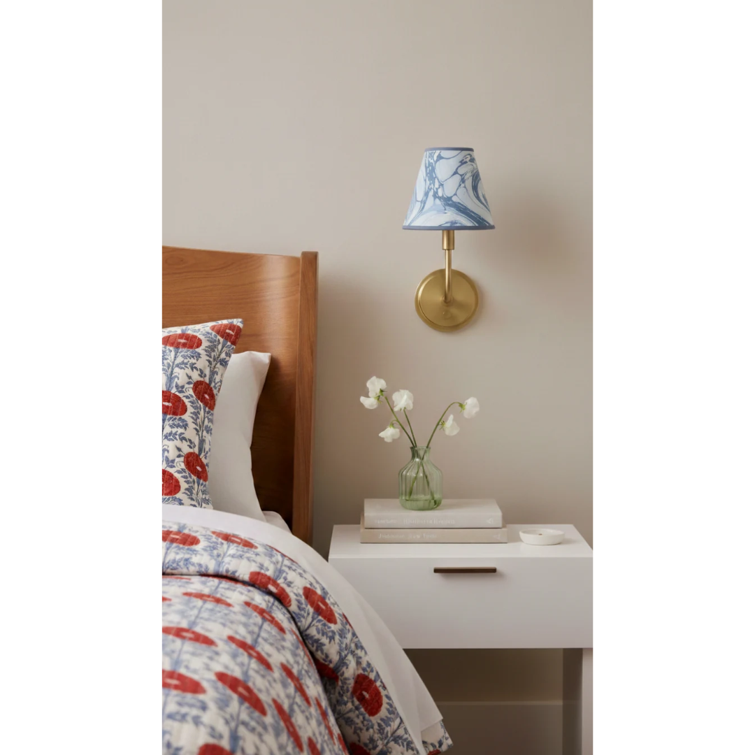 6 inch Marbled Paper Lampshade in Blue