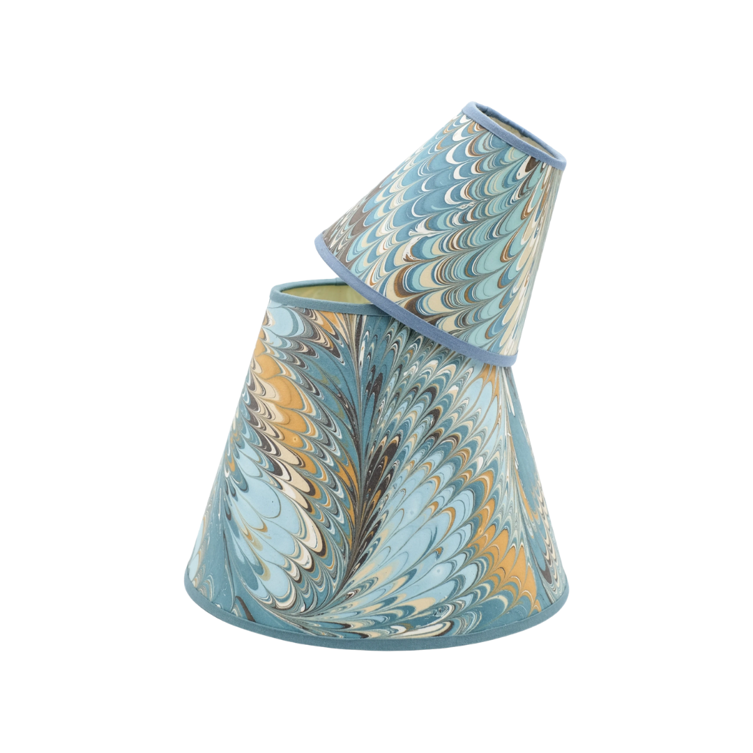 6 inch Marbled Paper Lampshade in Peacock