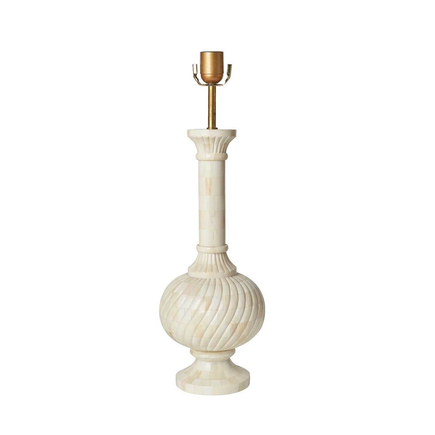 A Pair of Savitri Mata Swirl Bone Inlay Lamps by Penny Morrison | Newport Lamp And Shade | Located in Newport, RI