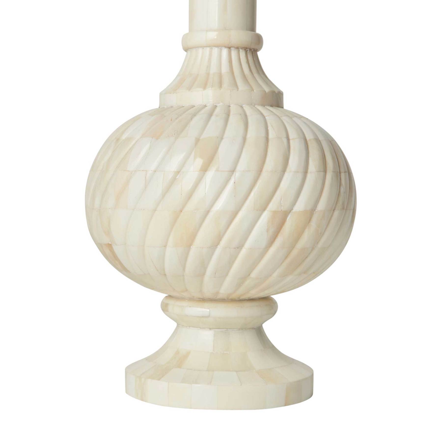 A Pair of Savitri Mata Swirl Bone Inlay Lamps by Penny Morrison | Newport Lamp And Shade | Located in Newport, RI