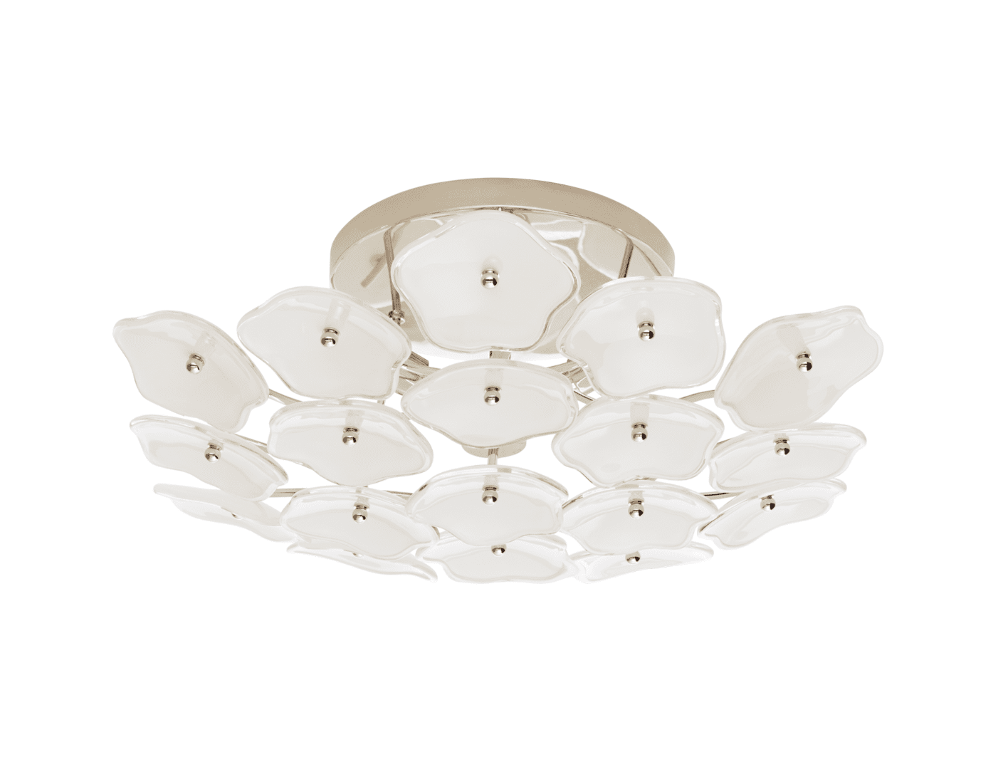 Leighton Medium Flush Mount Item KS 4065PN-CRE | Newport Lamp And Shade | Located in Newport, RI