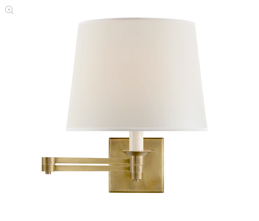 Swing Arm Wall Light in Natural Brass Finish | Newport Lamp And Shade | Located in Newport, RI