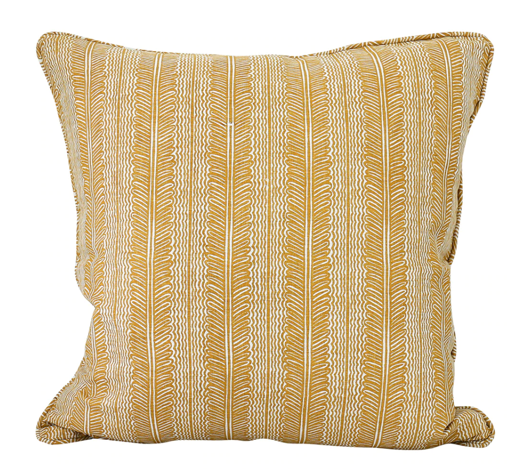 Balos Saffron Linen Cushion 20" x 20" | Newport Lamp And Shade | Located in Newport, RI