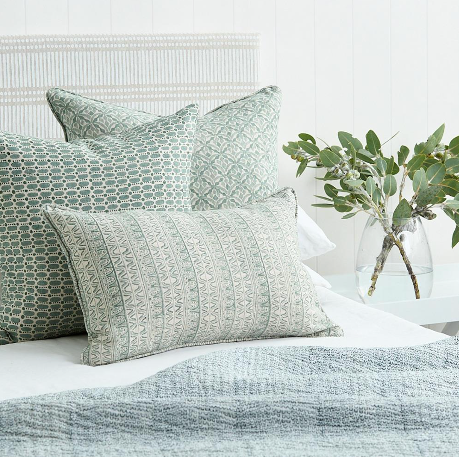 Massimo Celadon Linen Cushion 20" x 20" | Newport Lamp And Shade | Located in Newport, RI