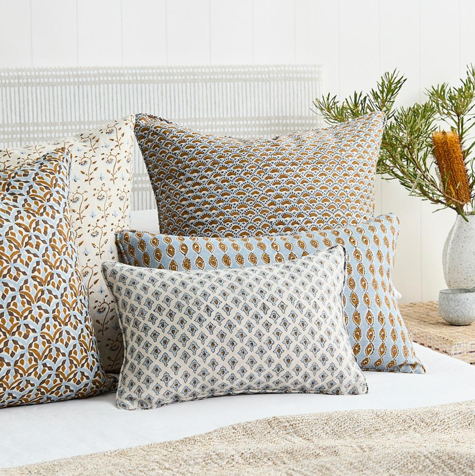 Positano Sahara Linen Cushion 20" x 20" | Newport Lamp And Shade | Located in Newport, RI