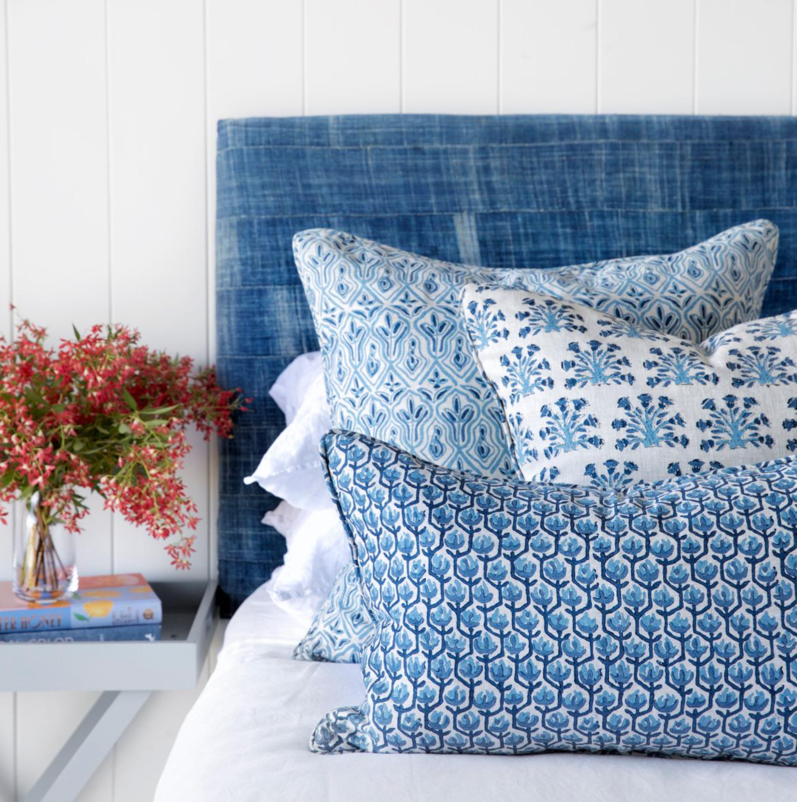 Praiano Riviera Linen Cushion 22" x 22" | Newport Lamp And Shade | Located in Newport, RI