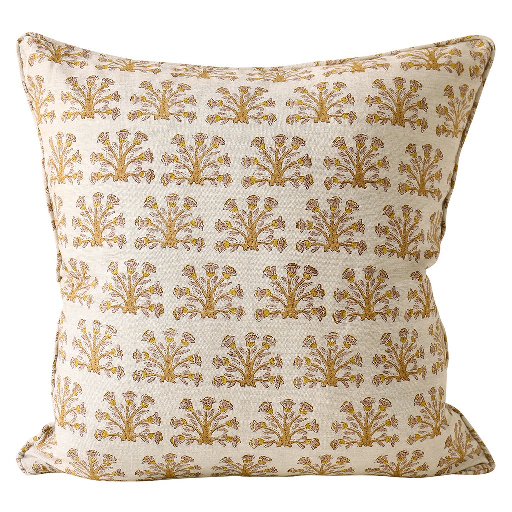 Samode Saffron Linen Cushion 22" x 22" | Newport Lamp And Shade | Located in Newport, RI