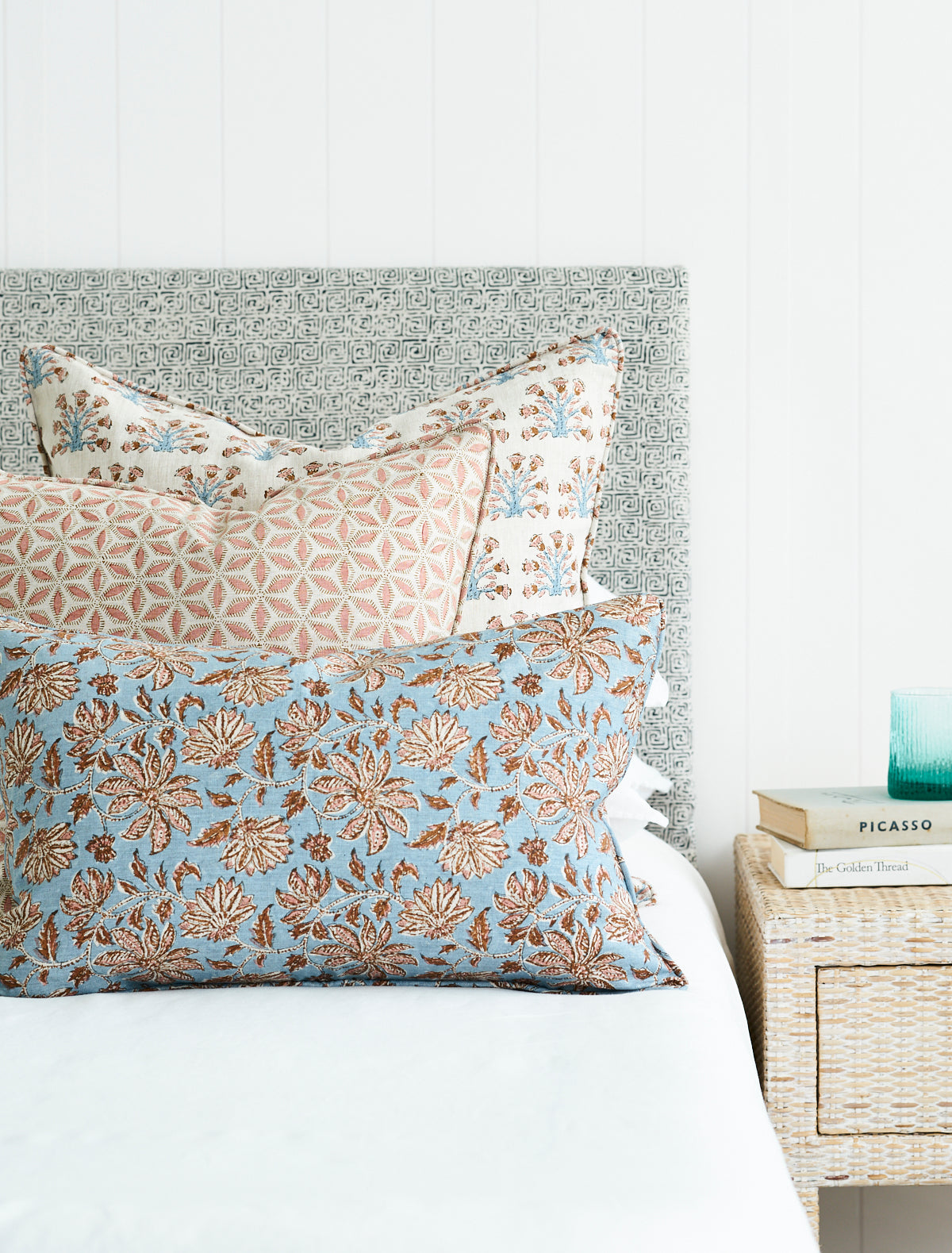 Samode Winter Bloom Linen Cushion 22" x 22" | Newport Lamp And Shade | Located in Newport, RI