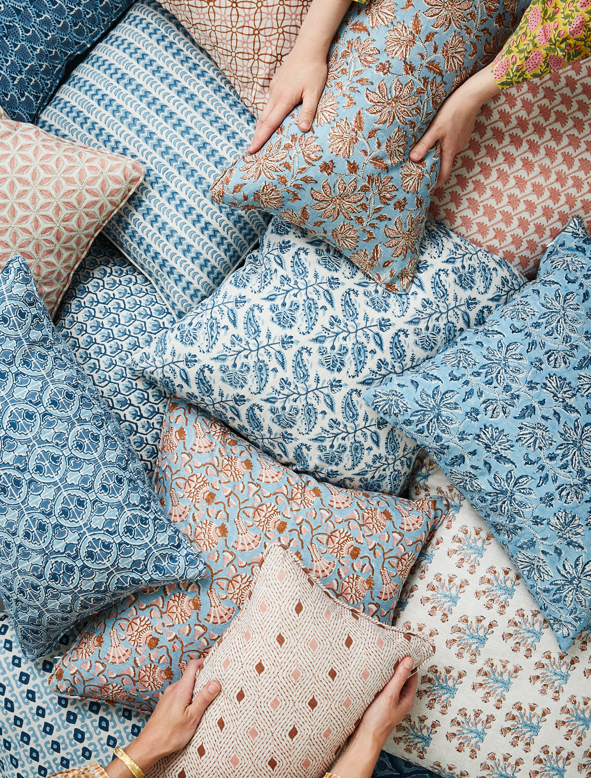 Samode Winter Bloom Linen Cushion 22" x 22" | Newport Lamp And Shade | Located in Newport, RI